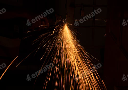 Preview: Sparks from cutting metal with the electric saw
