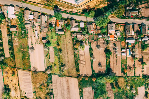 Preview: Russia. Aerial View Of Small Town, Village Cityscape Skyline In Summer Day. Residential District