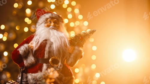Preview: Santa Claus rotating against the Christmas tree