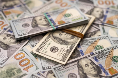 Preview: Texture US dollars. Background of one hundred dollar bills.