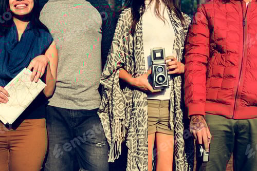 Preview: Friends Checking Map Outdoors Concept