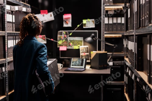 Preview: Private detective carrying black case in agency office