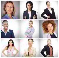 Preview: Collection of Businesswomen Portraits on White Background