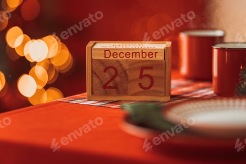 Preview: calendar with christmas date 25 december in a festive atmosphere