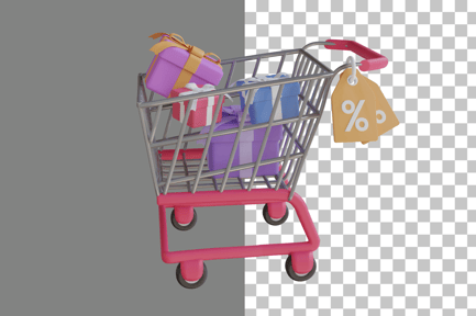 Preview: Shopping Cart With Gift 3D Icon