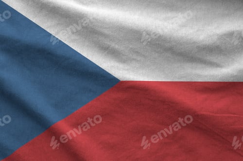 Preview: Czech flag depicted on folded wavy fabric of old cloth