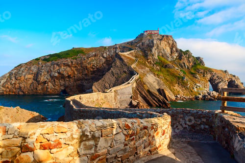 Preview: Amazing view of San Juan de Gatzelugatxe with Biscay Bay in Basque Country, Spain