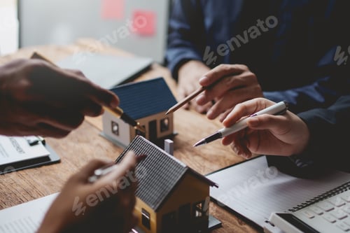 Preview: Business people meeting together about real estate. Working as a teamwork of real estate businesses.