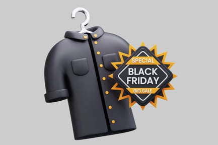 Preview: A Black Shirt On A Hanger With A Black Friday Sale Sign
