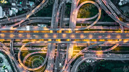 Preview: Aerial view elevated road and traffic junctions, Modern construction design traffic ways traffic.
