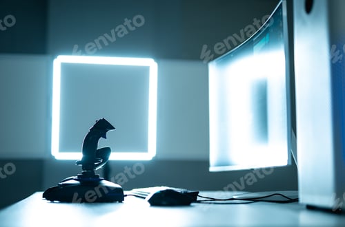 Preview: The desktop for video gaming on the illuminated background
