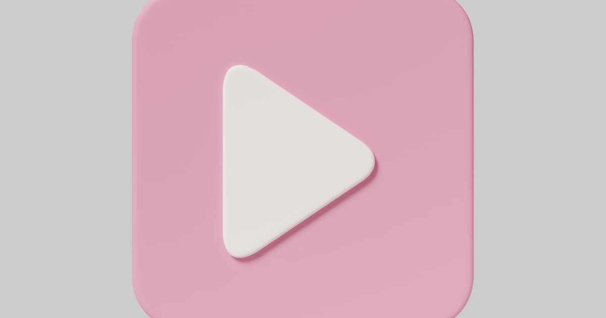 Pink Square Icon with White Triangle 3D, Incl. angle & corner - Envato