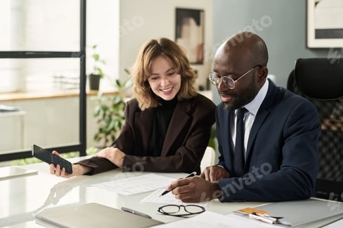 Preview: Business Partners Working With Financial Documents