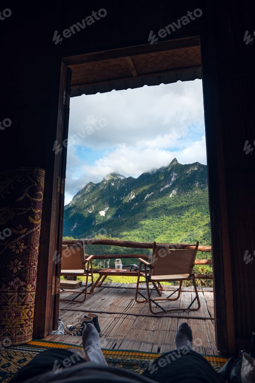 Preview: homestay balcony and mountain view
