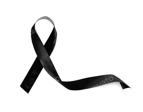 Preview: Black ribbon on white background. Funeral accessory