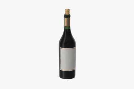 Vista previa: Botella de Burdeos abierta con etiqueta en blanco y corcho