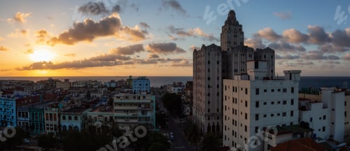 Preview: Aerial view of the residential neighborhood in the Havana City, Capital of Cuba