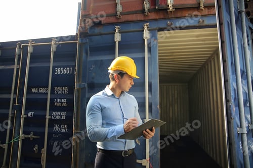 Preview: oreman control Industrial Container Cargo freight ship at industry.