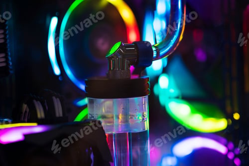 Preview: Close up of Computer RGB gaming, Illuminated by colored LED