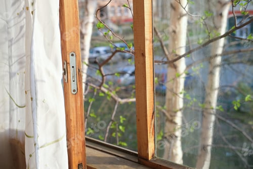 Preview: open window of old house.