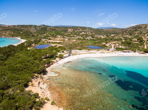 Preview: Aerial view of Palombaggia beach in Corsica Island in France