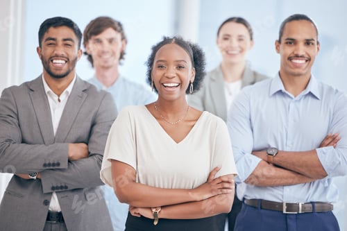 Preview: A happy team makes for a great work environment. Shot of a group of businesspeople at work.