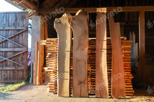Preview: Cut wooden boards at woodworker workshop