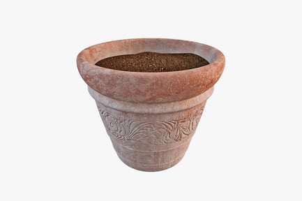 Preview: Terracotta pot with floral base design