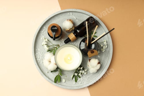 Preview: Concept of relaxation with aroma candle, top view