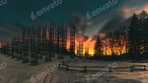Preview: Colorful sunset at the vegetable cathedral on the Italian pre-Alps