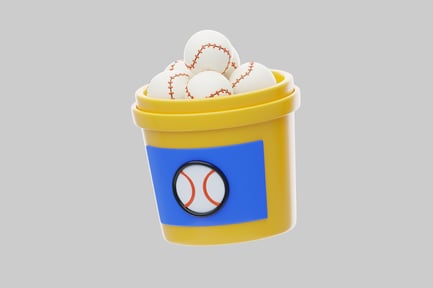 Preview: Baseballs in bucket cartoon style