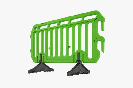 Preview: Green Plastic Crowd Barrier with Black Supports