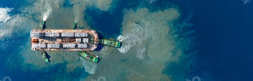 Preview: Tug Boat drag Barge ship carry Metal steel pipe construction unit , No International Sewage sludge