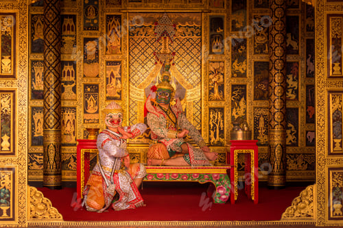 Preview: Khon is art culture Thailand Dancing in masked Tos-sa-kan and Hanuman are fighting in literature Ram