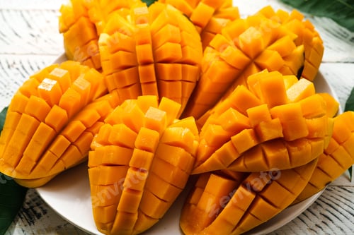 Preview: mango fruit,fresh yellow mango on white wood