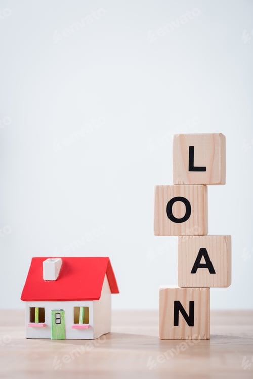 Preview: Home Loan Concept with Wooden Toy House