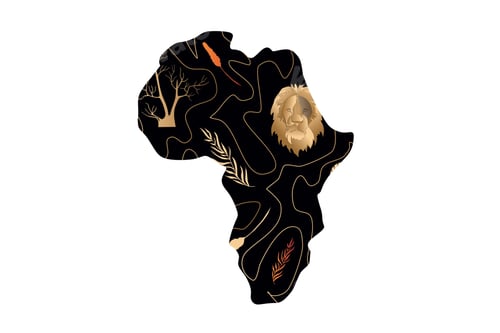 Preview: #7517 Black African map isolated on a transparent background