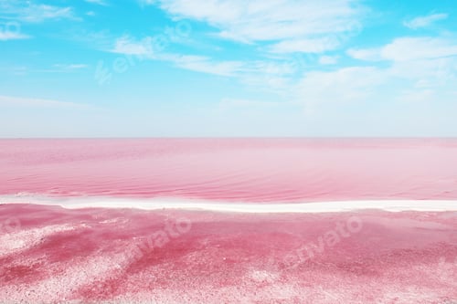 Preview: Beautiful view of pink lake on summer day