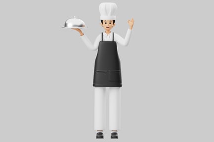 Preview: Cartoon chef holding a serving dome