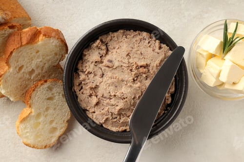 Preview: Concept of tasty food with pate, close up