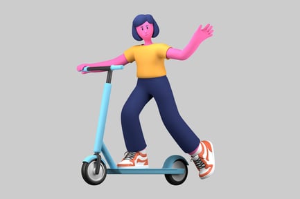 Preview: Girl riding electric scooter character