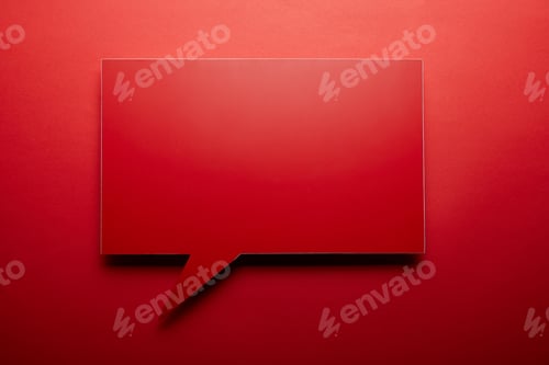 Preview: empty speech bubble in red color on red background