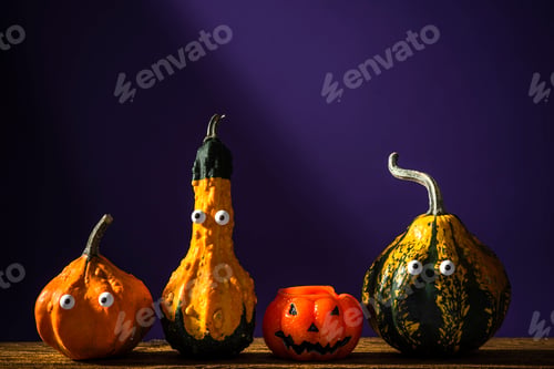 Preview: Spooky and Funny Halloween Pumpkins. Scary Haloween Background Template