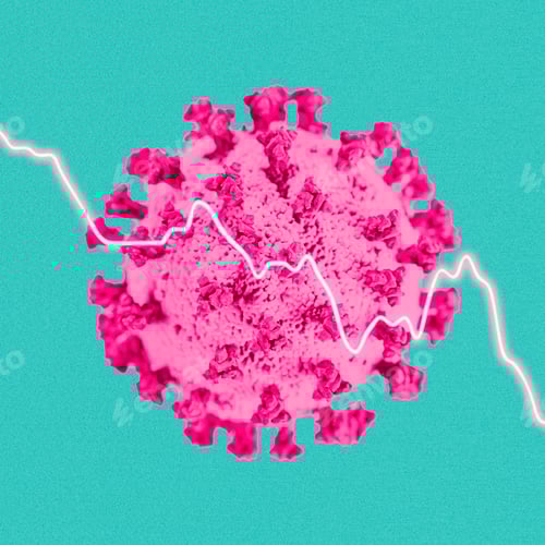 Preview: Pink Virus with Dropping Chart Line Graphic