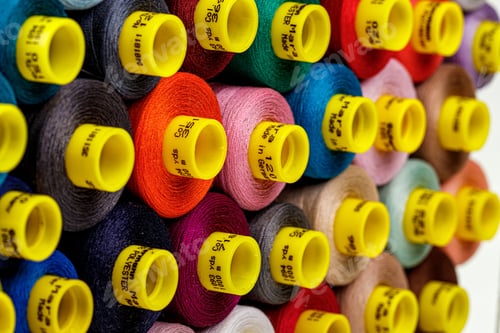 Preview: set of multi-colored spools of thread for sewing
