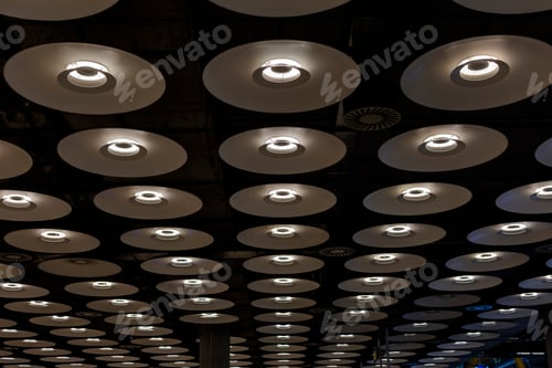 Preview: Airport ceiling lamps. travel concept