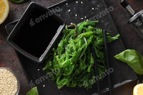 Preview: Concept of Japanese cuisine, Chuka salad, top view