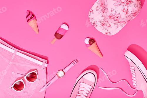Preview: Summer Hipster Girl Set. Fashion Design, Minimal