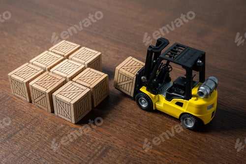 Preview: A forklift transports and places boxes. Order for shipment.