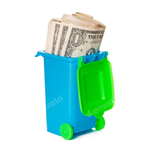 Preview: Recycle Bin Isolated on White Background. Close up.